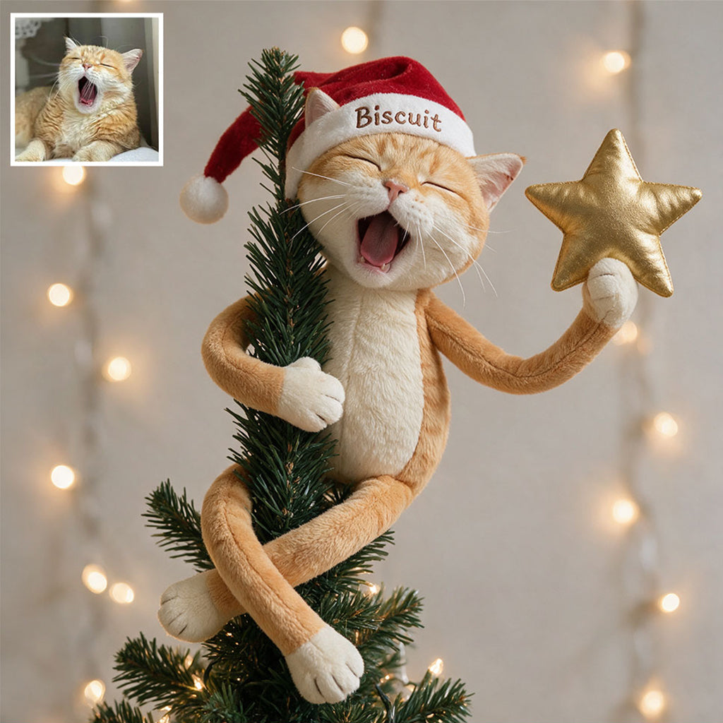 Personalized Christmas Black & White Blue Eyed Siberian Husky Posable Plush Doll