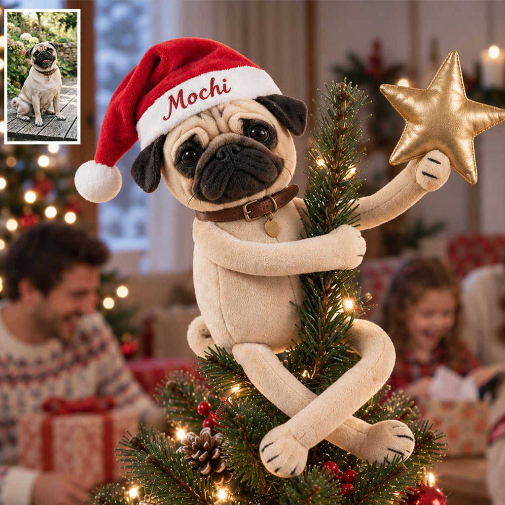 Personalized Christmas Tricolor Adult Beagle Posable Plush Doll Tree Topper Gift
