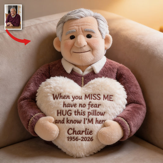 Personalized Older Latino Man Grandpa Memorial Faux Fur Shaped Pillow