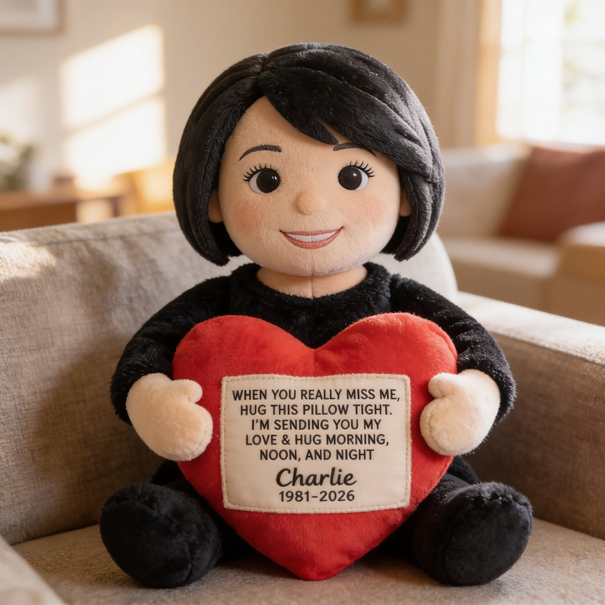Personalized Middle-Aged Black Woman Memorial Faux Fur Shaped Pillow