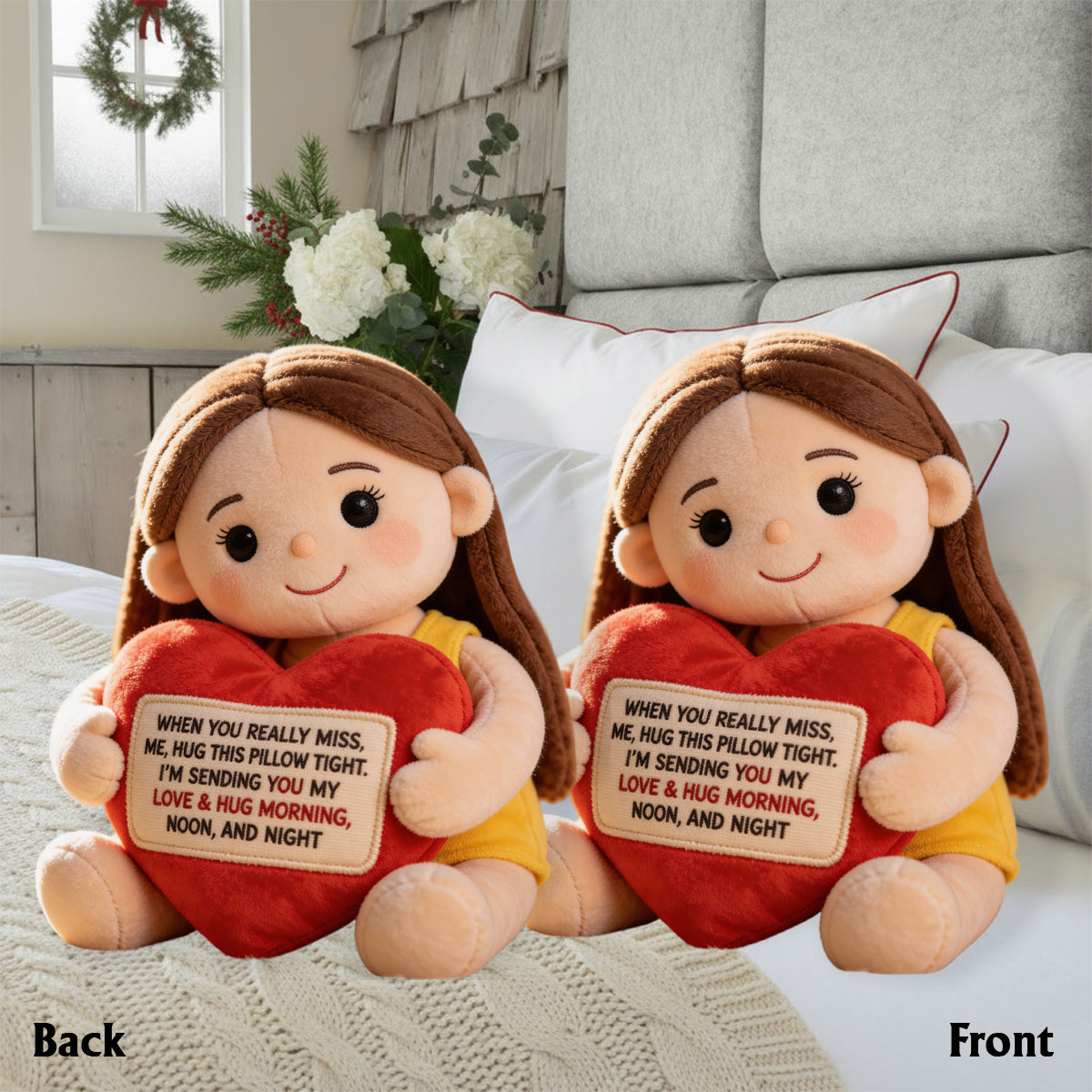 Personalized Memorial Black Little Girl Faux Fur Shaped Pillow Bereavement Gift