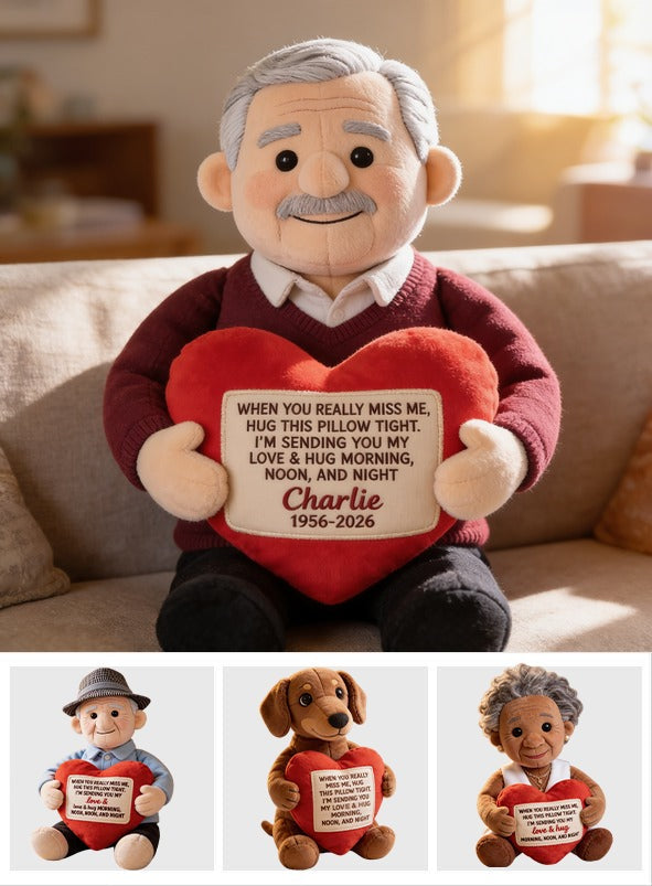 Personalized Memorial Older Latino Man Grandfather Faux Fur Shaped Pillow Keepsake Gift