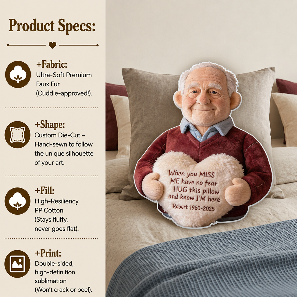 Personalized Middle-Aged Black Woman Memorial Faux Fur Shaped Pillow Keepsake Gift