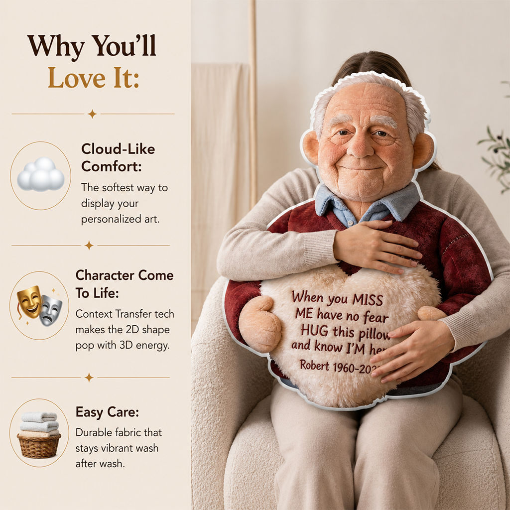 Personalized Middle-Aged Man Memorial Faux Fur Pillow Dad Husband Gift