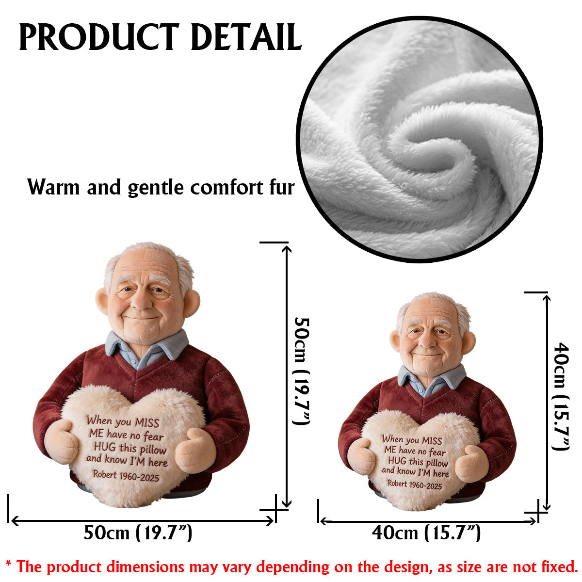 Personalized Older Black Man Grandpa Memorial Faux Fur Shaped Pillow