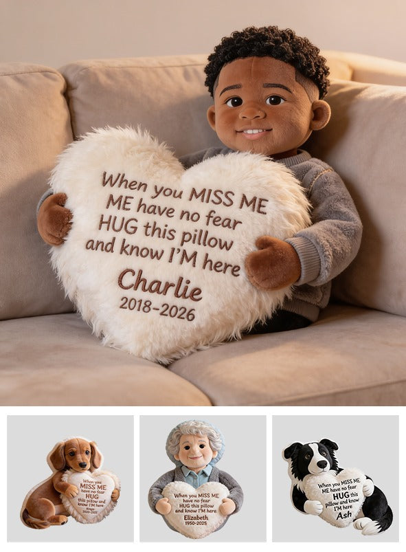 Personalized Black Little Boy Memorial Faux Fur Shaped Pillow