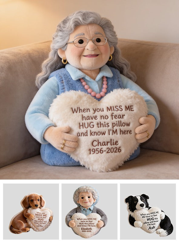 Personalized Older Latina Woman Grandma Memorial Faux Fur Shaped Pillow 1956-2026