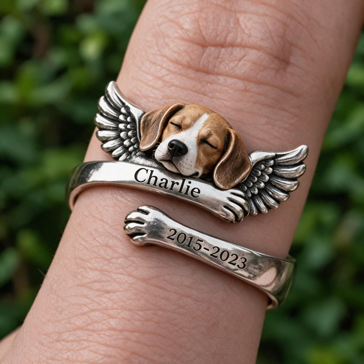 Personalized Adult Beagle Memorial Adjustable Dog Remembrance Ring