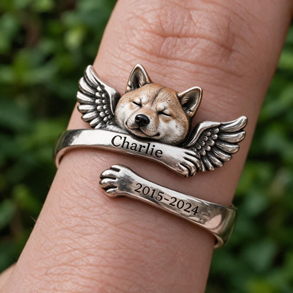 Personalized Shiba Inu Memorial Adjustable Ring Pet Keepsake Gift