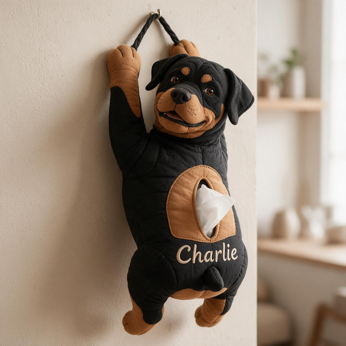 Personalized Black and Tan Rottweiler Pull-Out Organizer Dog Lover Gift