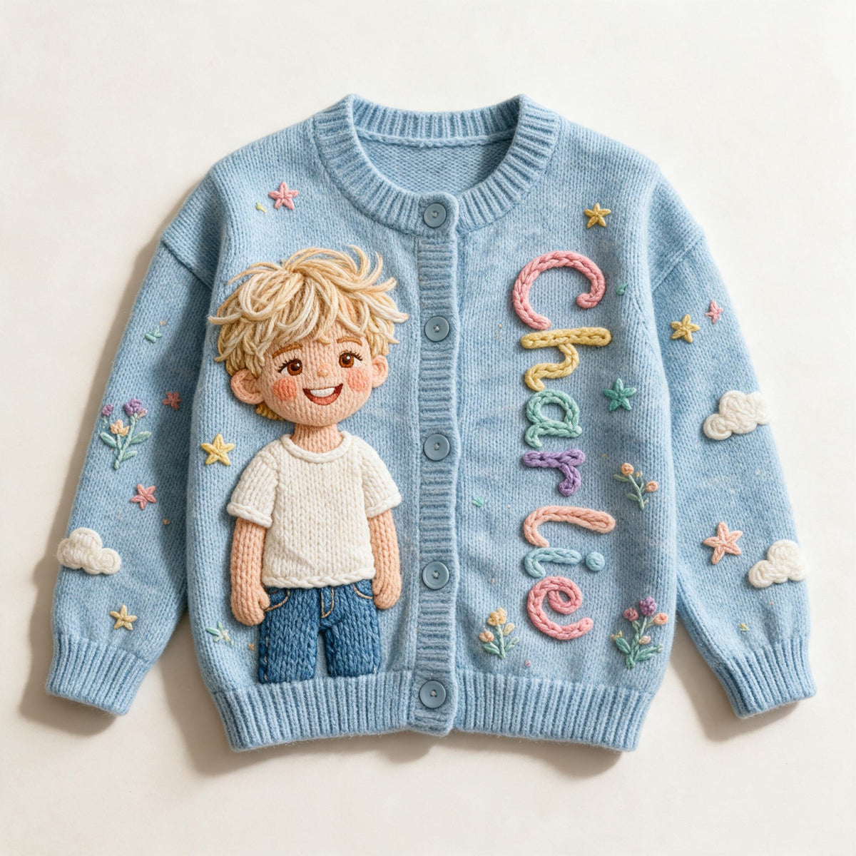Personalized Little Boy Kids Cardigan Sweater Custom Name Gift for Son Grandson