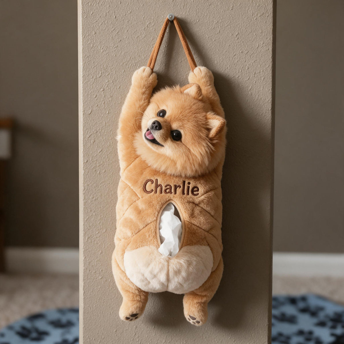 Personalized Fluffy Golden Tan Pomeranian Pull-Out Organizer Home Storage Gift