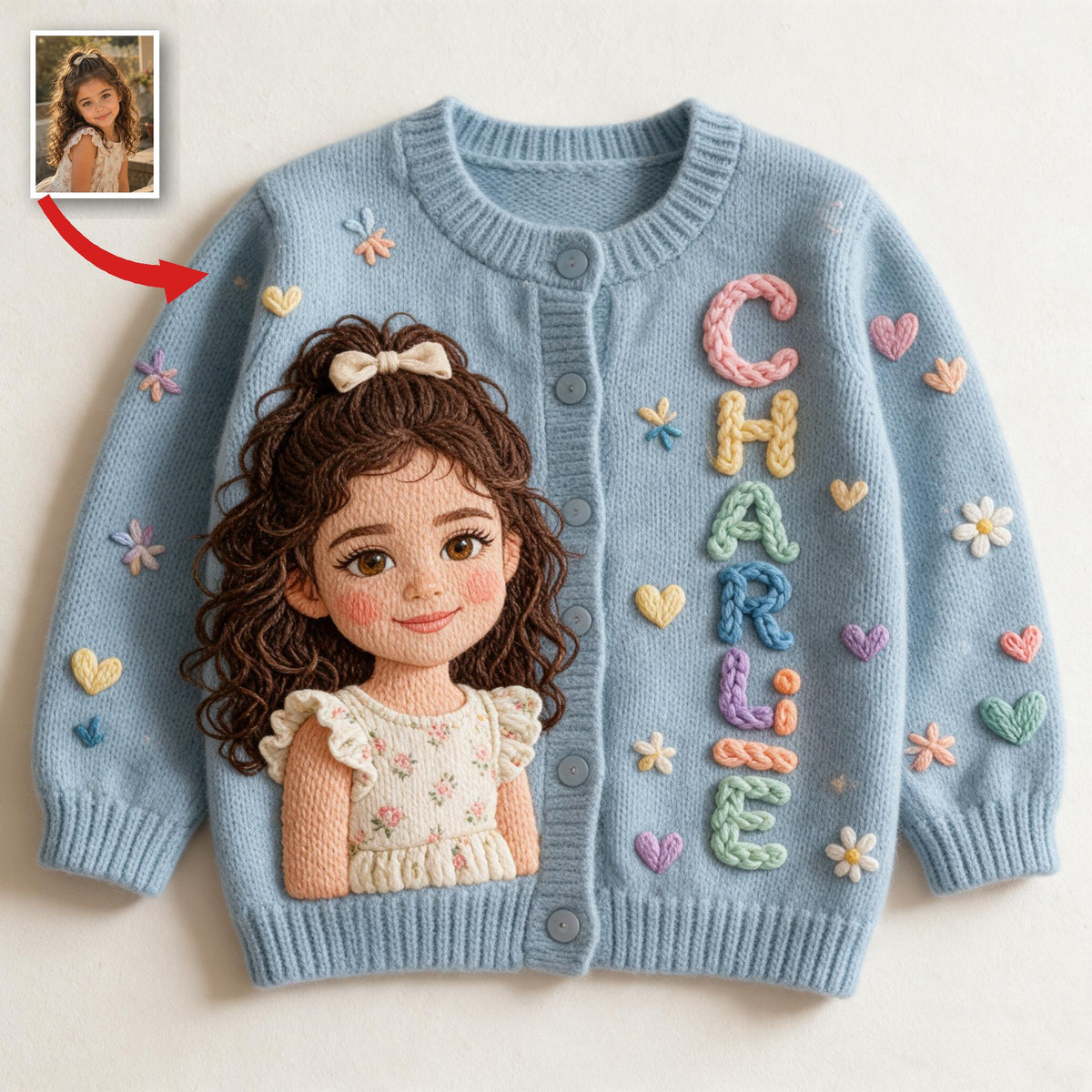 Personalized Latina Little Girl Kid Cardigan Sweater, Gift for Daughter Granddaughter Niece