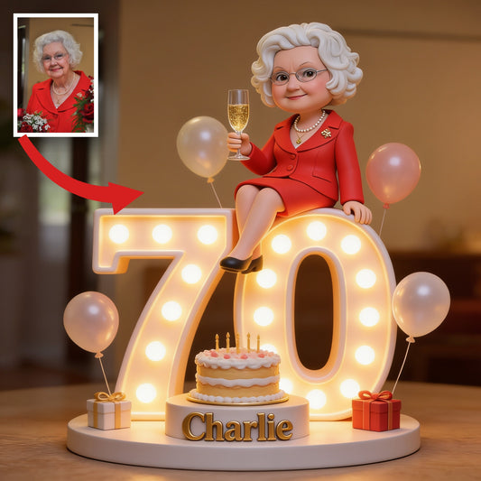 Plaque acrylique personnalisée pour le 70e anniversaire d'une femme, cadeau pour grand-mère, maman, épouse