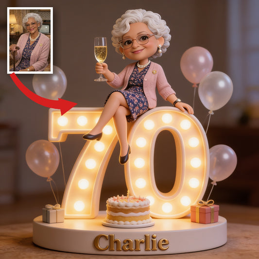Plaque Acrylique Personnalisée pour le 70e Anniversaire d'une Femme Noire Âgée