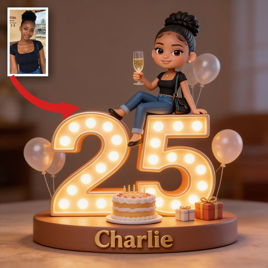 Plaque Acrylique Personnalisée pour le 25ème Anniversaire Femme Noire