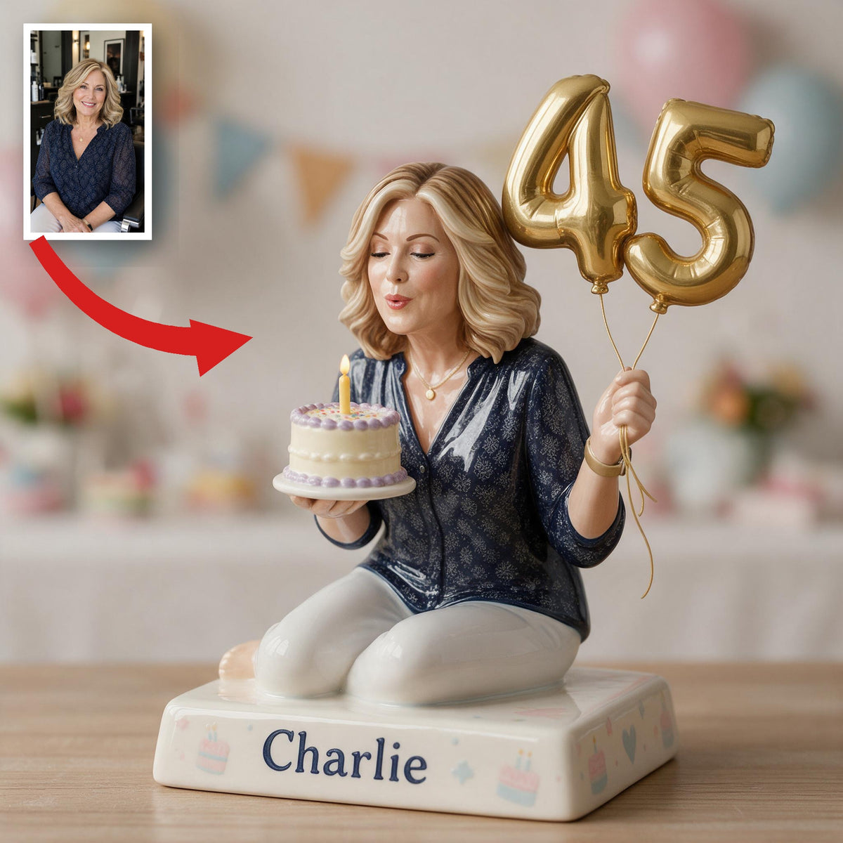 Personalized 45th Birthday Middle-Aged Woman 3D Plaque Keepsake Gift