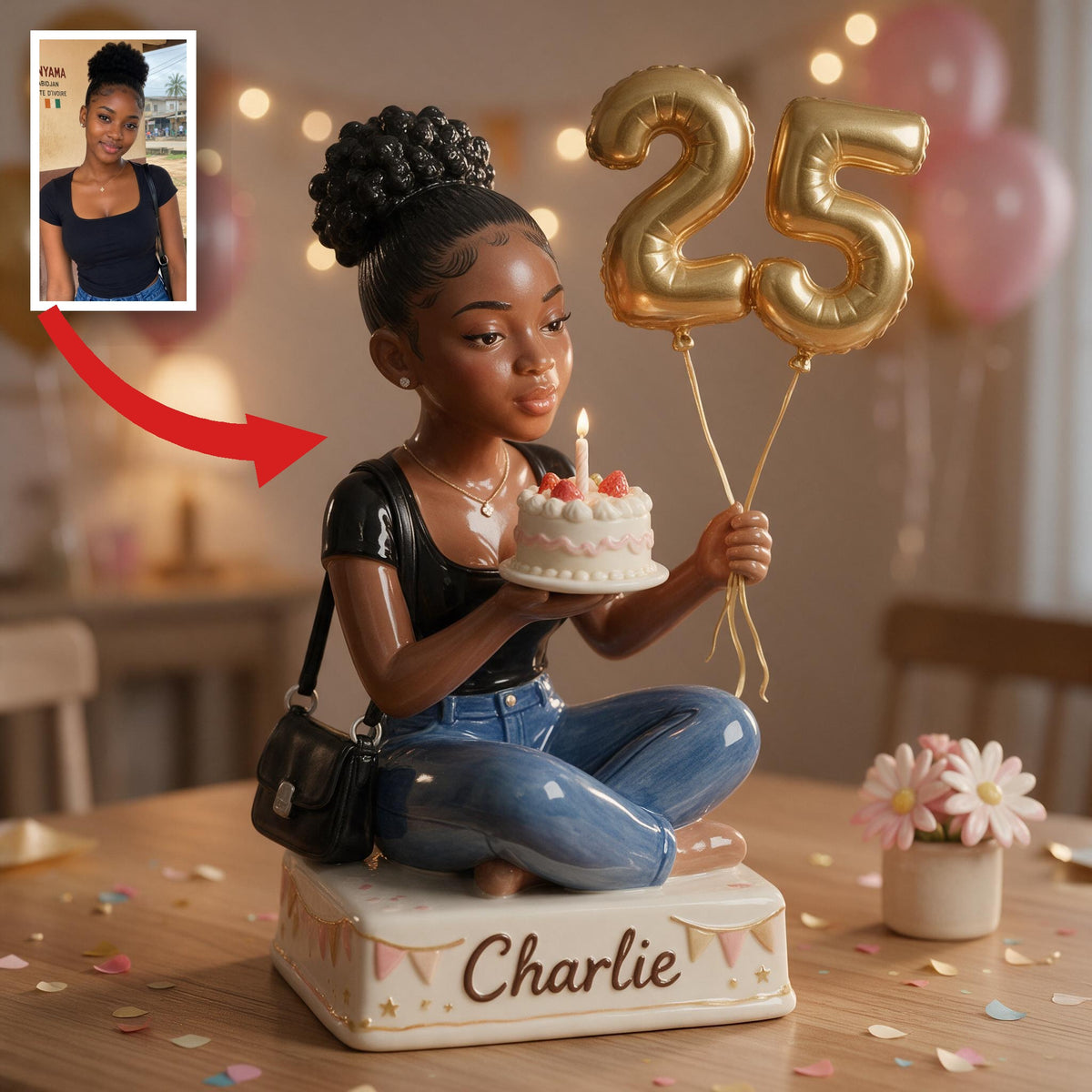 Personalized 25th Birthday Black Woman 3D Plaque Keepsake Gift