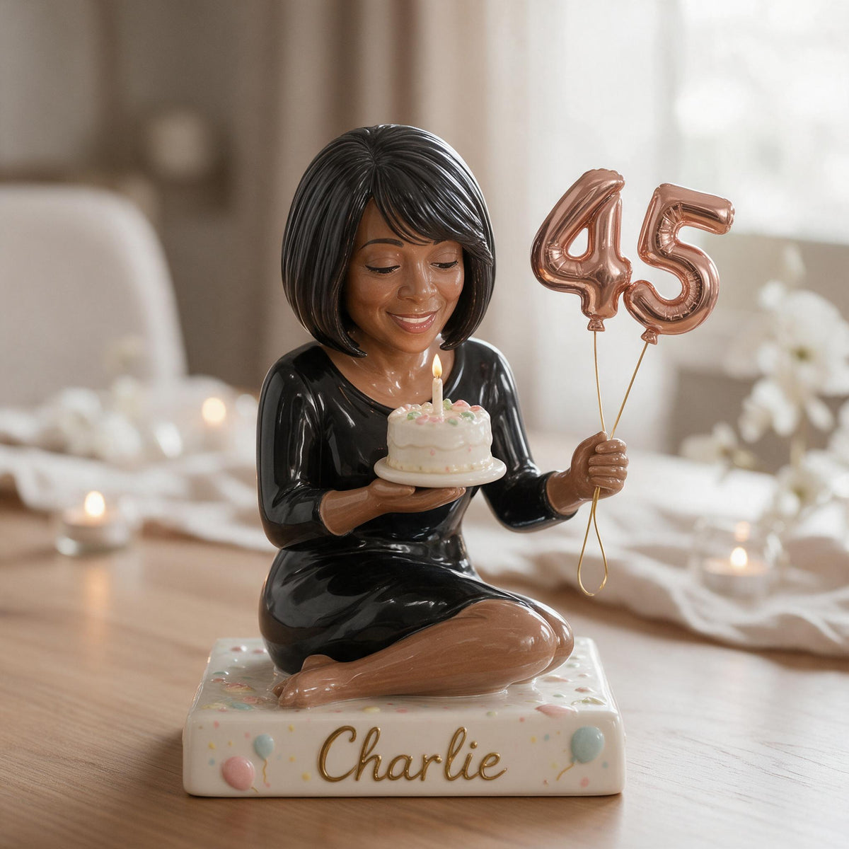 Personalized 45th Birthday Middle-Aged Black Woman 3D Plaque Keepsake Gift
