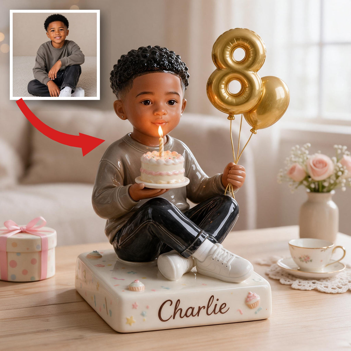 Personalized Birthday Black Little Boy 3D Plaque Keepsake Gift