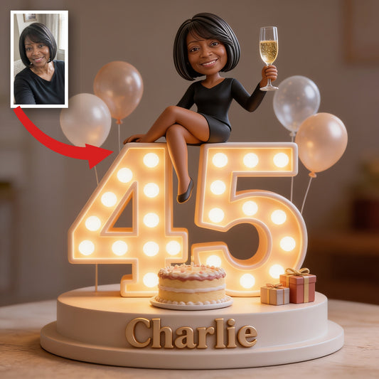 Plaque Acrylique Personnalisée pour le 45ème Anniversaire d'une Femme Noire d'Âge Moyen
