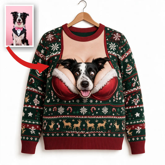 Lustiger Border Collie Weihnachtspullover