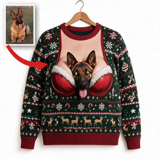Personalisierter Foto-Weihnachts-Pullover für Deutsche Schäferhunde