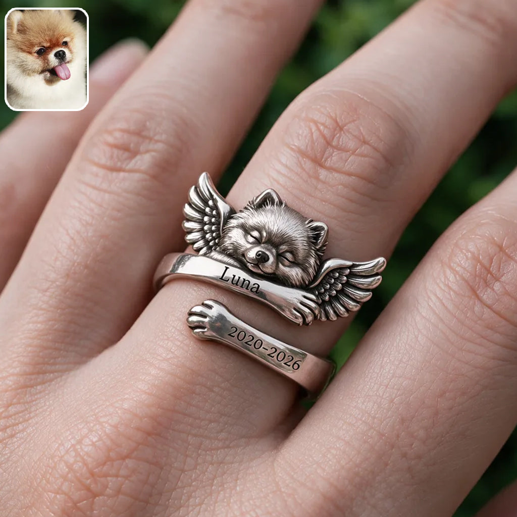 Personalized Poodle Memorial Adjustable Ring Pet Loss Keepsake