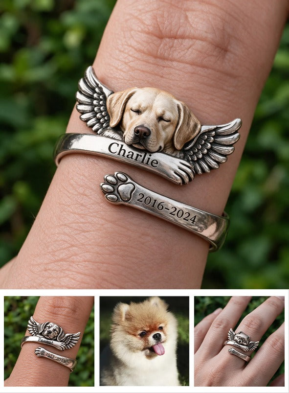 Personalized Yellow Labrador Retriever Memorial Ring Pet Loss Keepsake