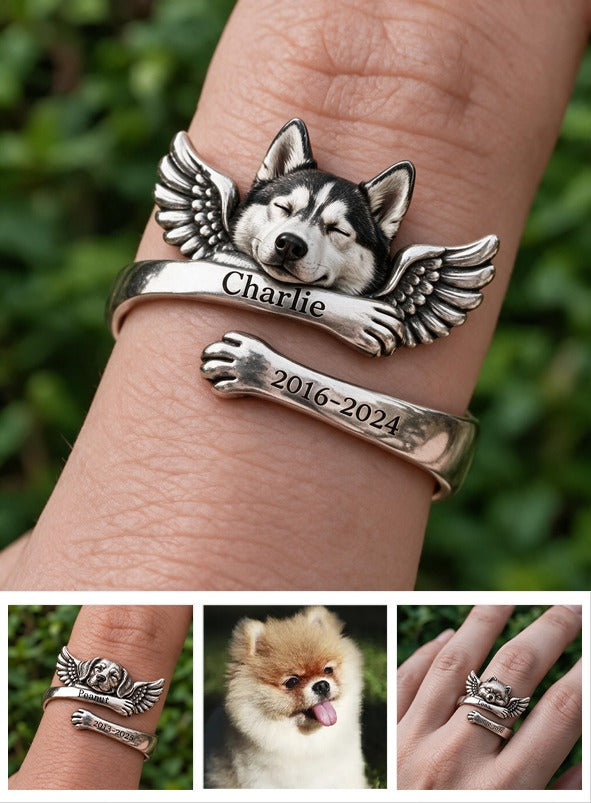 Personalized Siberian Husky Memorial Adjustable Ring Pet Keepsake Gift
