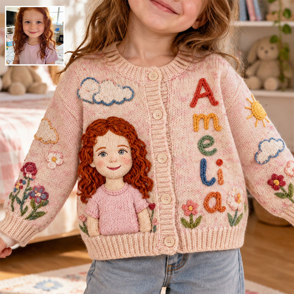 Personalized Christmas Baby Boy Kid Cardigan Sweater Custom Holiday Gift