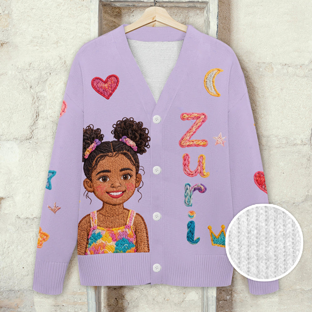 Personalized Latina Little Girl Kid Cardigan Sweater, Gift for Daughter Granddaughter Niece
