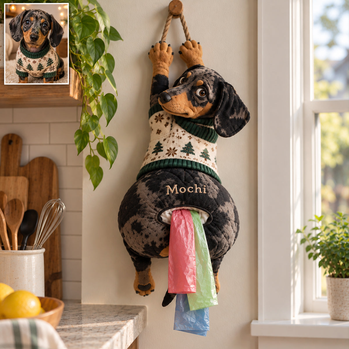 Personalized Black and White Spotted Dalmatian Pull-Out Organizer Hanging Storage