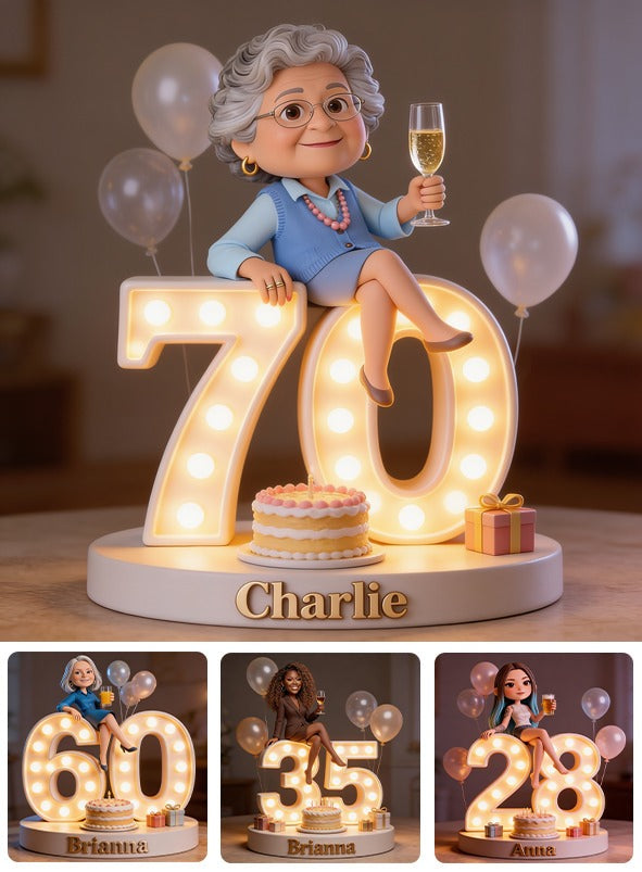 Personalized 70th Birthday Older Latina Woman Custom Shaped Acrylic Plaque Gift