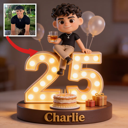 Plaque en acrylique personnalisée pour le 25e anniversaire d'un homme latino