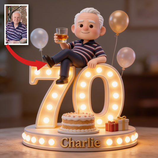 Plaque Acrylique Personnalisée pour le 70ème Anniversaire d'un Homme Âgé