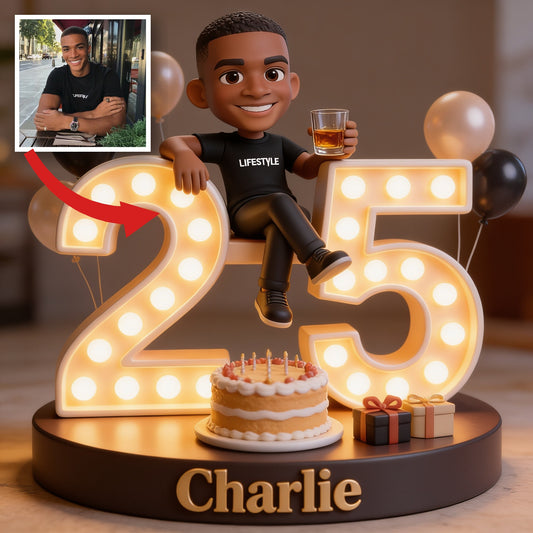 Plaque en acrylique personnalisée pour le 25e anniversaire d'un homme noir