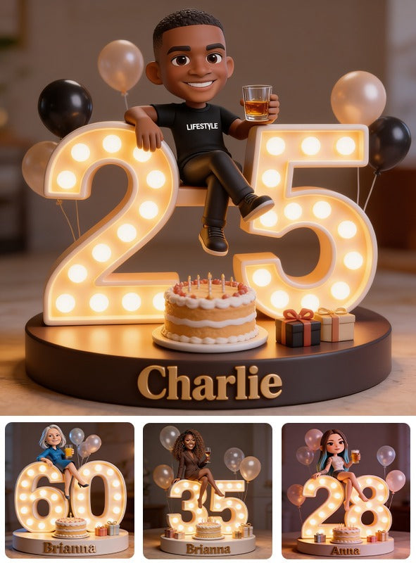 Personalized 25th Birthday Black Man Custom Shaped Acrylic Plaque Gift for Him
