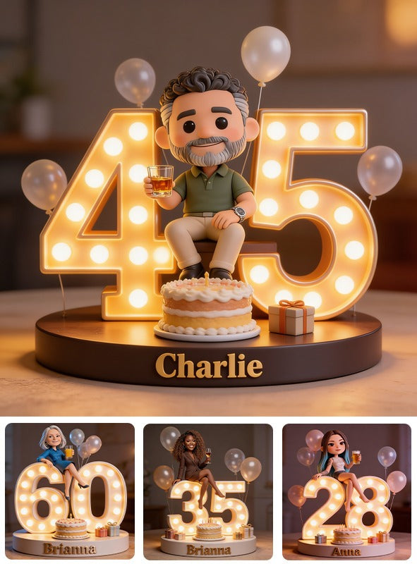 Personalized 45th Birthday Middle-Aged Black Man Custom Shaped Acrylic Plaque Gift for Dad Grandpa