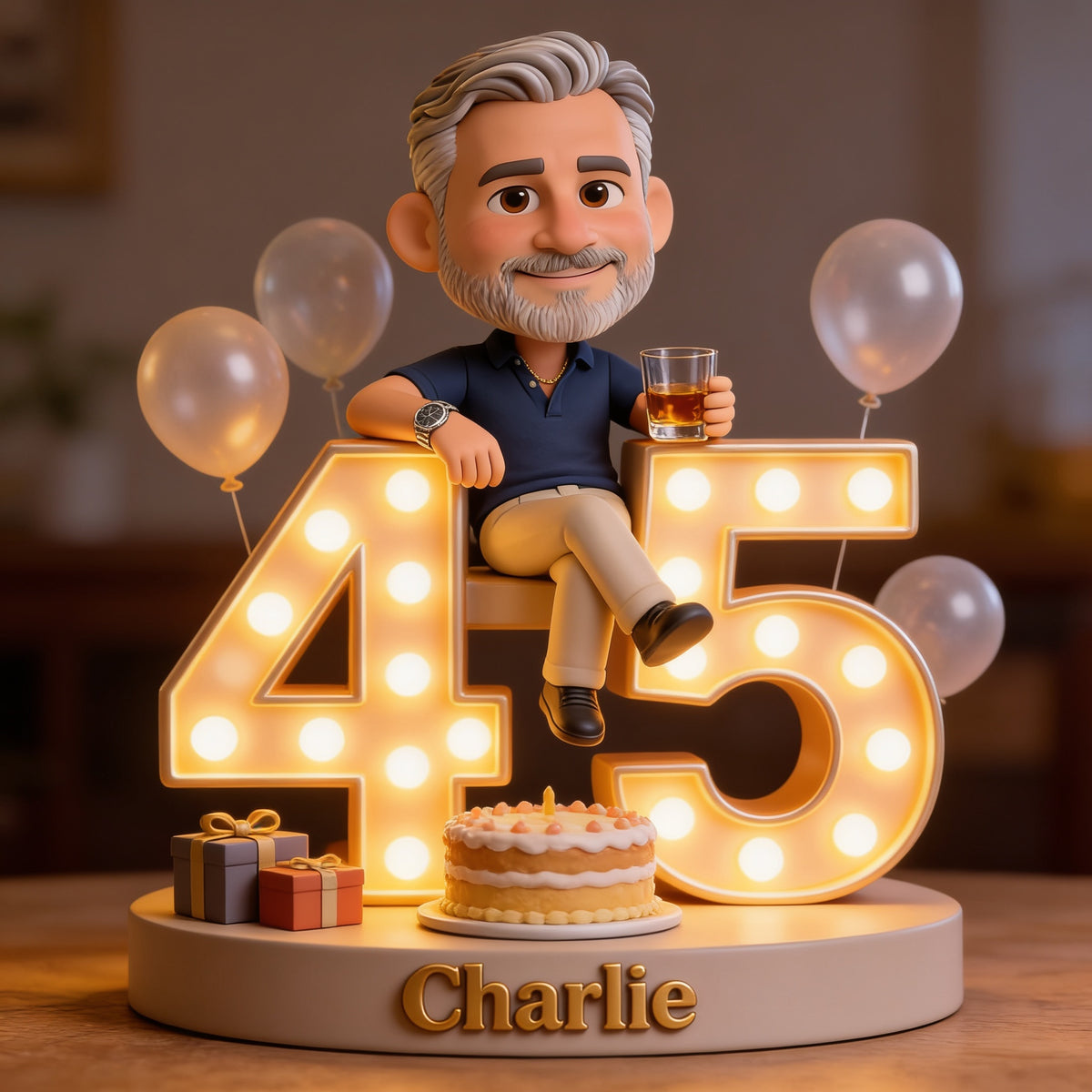 Personalized 45th Birthday Middle-Aged Man Custom Shaped Acrylic Plaque Gift