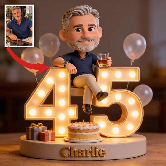 Plaque en acrylique personnalisée pour le 45e anniversaire d'un homme d'âge moyen