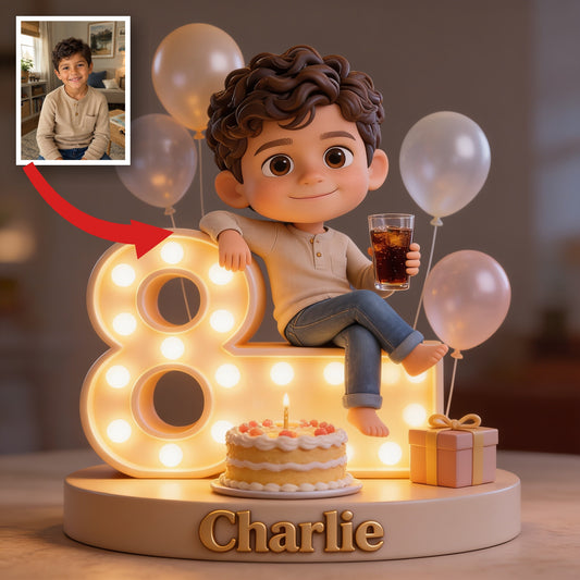 Plaque Acrylique Personnalisée pour le 8ème Anniversaire d'un Petit Garçon Latino
