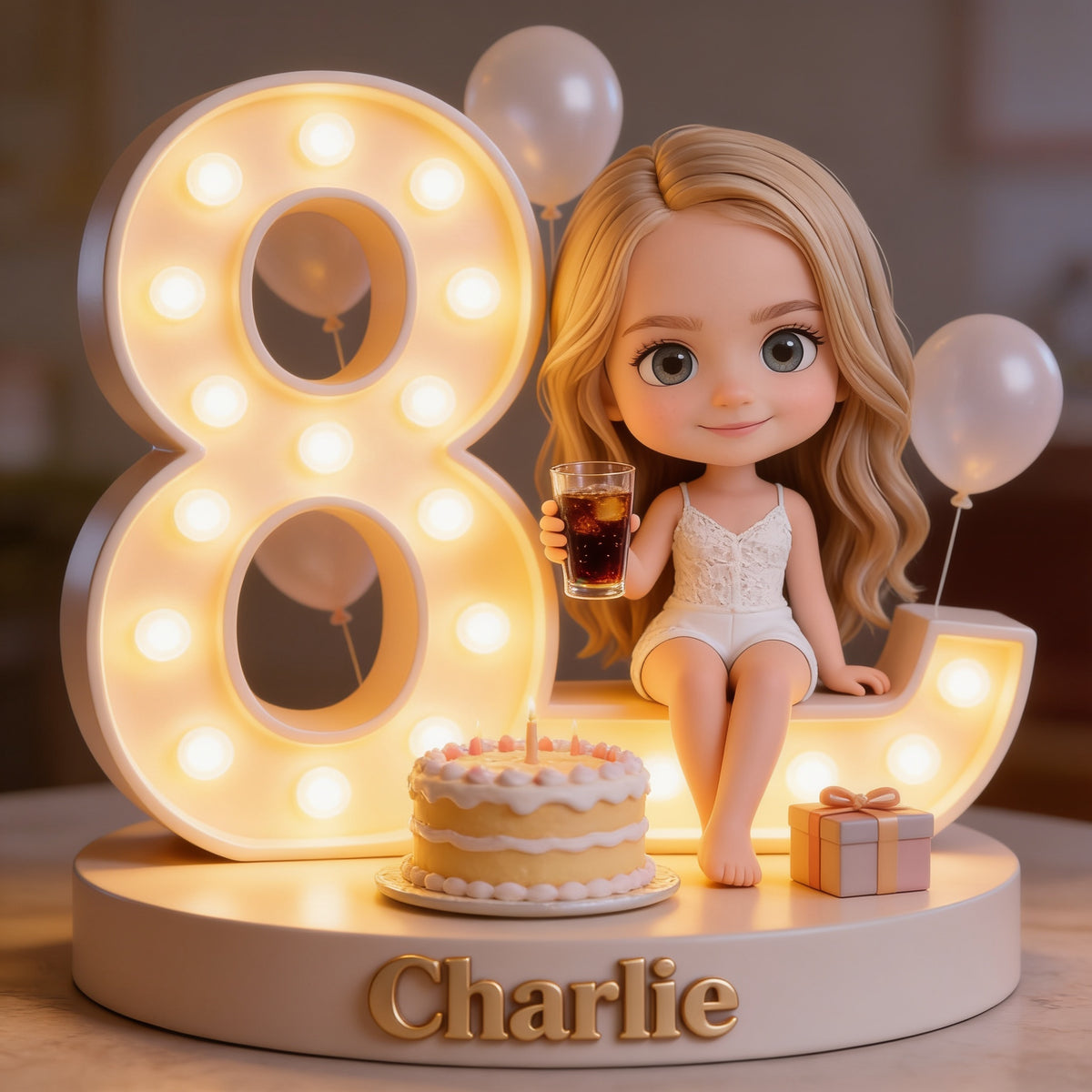Personalized 8th Birthday Little Girl Custom Shaped Acrylic Plaque Gift for Daughter Granddaughter Niece