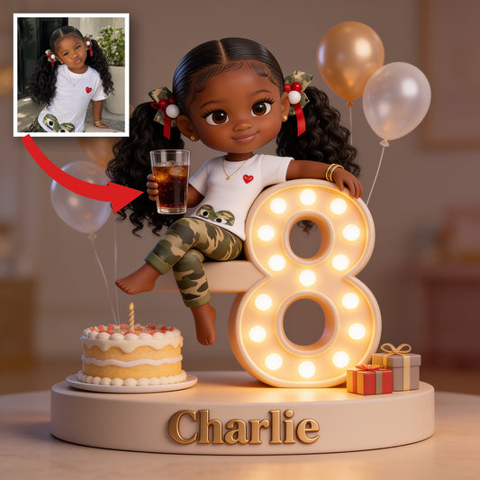 Plaque Acrylique Personnalisée pour 8ème Anniversaire Fille Noire