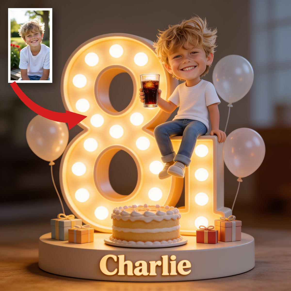 Personalized 8th Birthday Little Boy Custom Shaped Acrylic Plaque Son Grandson Nephew Gift