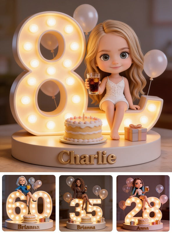 Personalized 8th Birthday Little Girl Custom Shaped Acrylic Plaque Gift for Daughter Granddaughter Niece