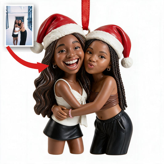 Personalisierte Foto-Weihnachtsornament für schwarze lesbische Paare