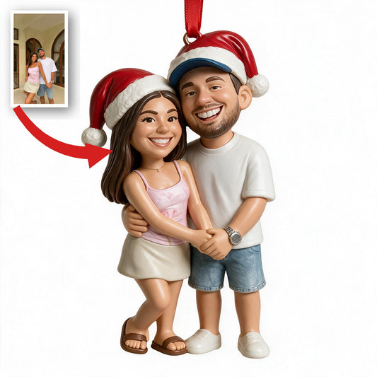 Personalisierte Foto-Weihnachtsornament Karikatur Geschenk für Paare