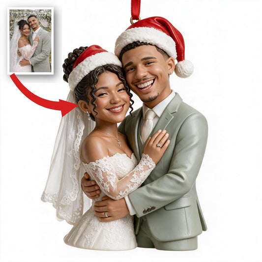 Personalisierte Foto-Weihnachtsornament für Latino-Paar, Hochzeitsgeschenk