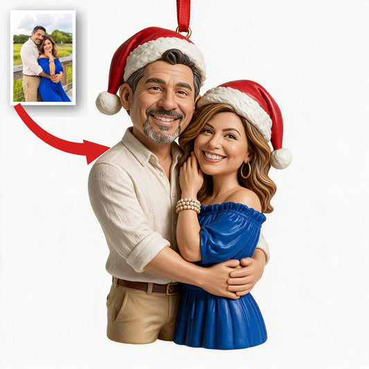 Personalisierte Foto-Weihnachts-Karikatur-Ornament Geschenk für Paare